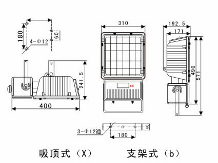 BAT53防爆泛光燈尺寸圖